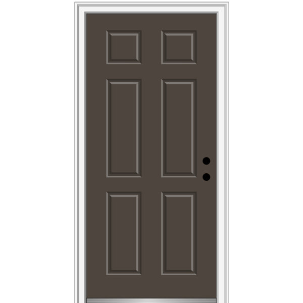 Verona Home Design Exterior Single Steel 6-Panel Painted Door | Wayfair